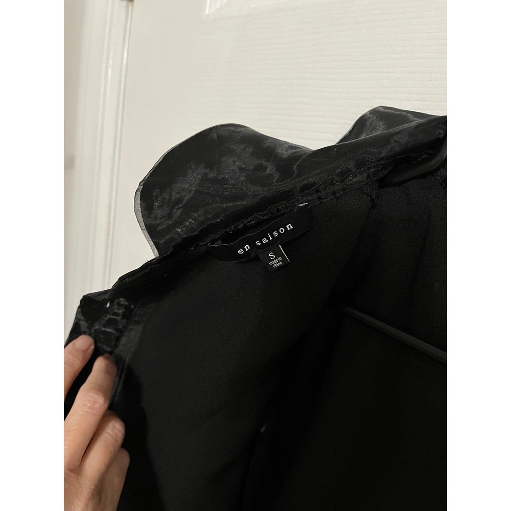 Night out Black sexy long sleeve top size S - Picture 4 of 6